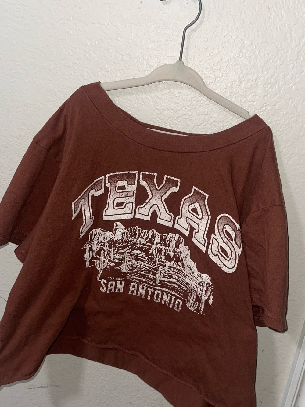 Altar'd State Rust Brown Texas San Antonio Graphic Crop Top